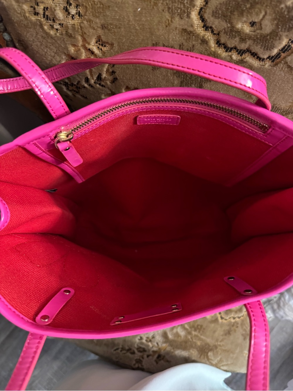 Kate Spade Pink Flower Appliqué Canvas Tote Bag - Picture 7 of 8